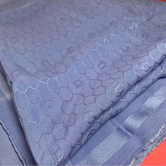 Dior Blue Patterned Silk Scarf - Picture 1 of 14